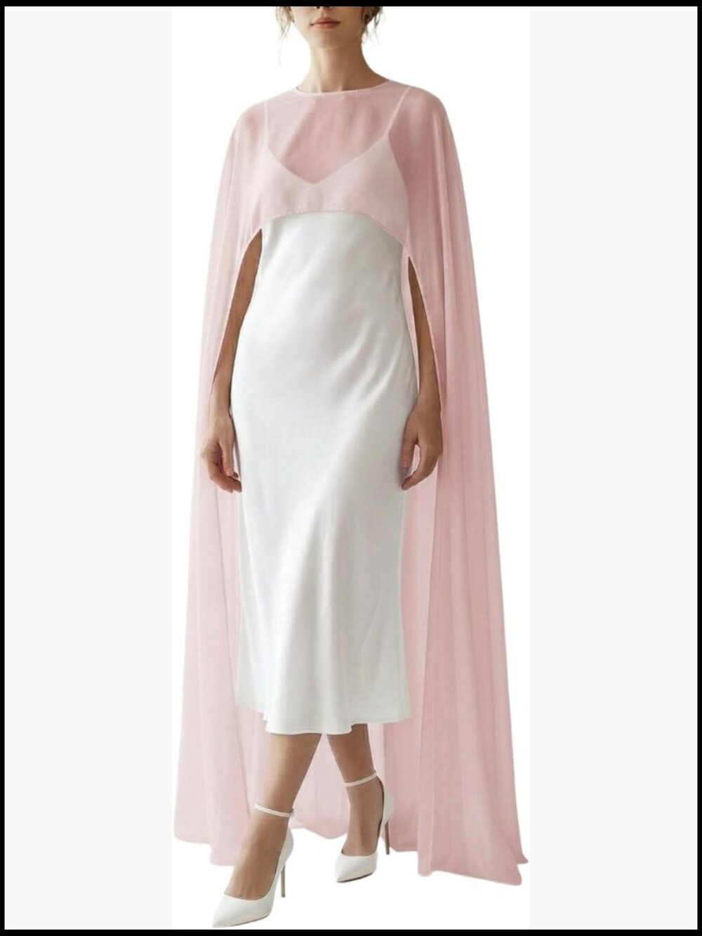 Sheer Chiffon Cape Shawl Wrap Evening Dress Poncho Capelet Bridal Formal Party